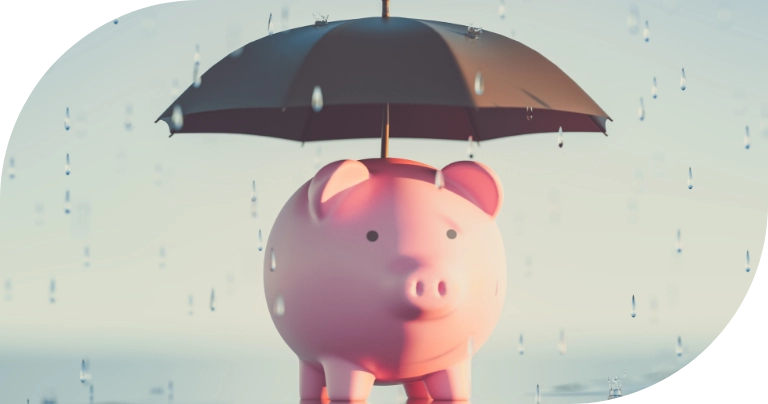 różowa świnka pod parasolem